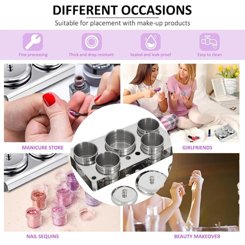 Nail Art Tools, 5pcs Stainless Steel Disinfection Case for Mini Powder & Liquid Set, Compact Manicure Tools