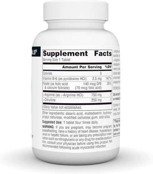Source Naturals L-Arginine L-Citrulline Complex 1000mg Essential Amino Acid Supplement, 60 Tablets