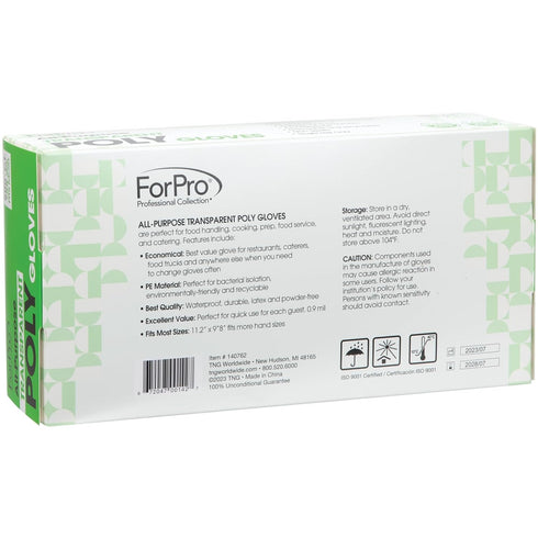 ForPro Professional Collection Disposable Poly Plastic Gloves, All-Purpose Food Safe Gloves for Cooking, Food Handling, Food Prep, Latex-Free, Non-Sterile, Clear, One Size, 500-Count