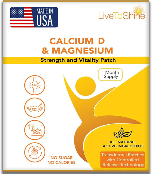 Calcium Magnesium D3 Topical Patches for Men and Women - One Month Supply, USA Made