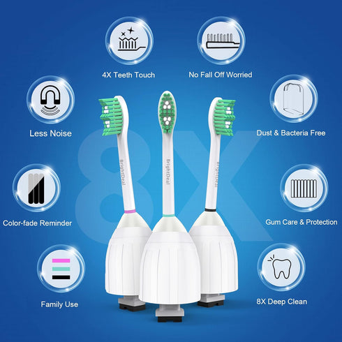 HX7022/66 HX7023 HX7001 6 Pack BrightDeal Toothbrush Heads for Philips Sonicare Essence Elite Advance Xtreme CleanCare