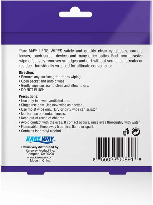 Lens Wipes 100ct (1pk) for Cleaning Eyeglasses, Camera Lenses, Smart Phones and More