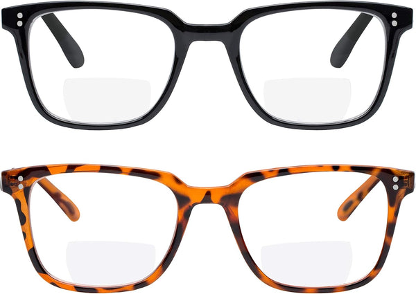Yogo Vision 2 Pack Bifocal Reading Glasses, Anti Glare Lightweight Eyeglasses for Men and Women