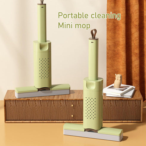 Mini Mop Cleaning Tool, Short Damp Duster, Portable Self Squeeze Mop for Mirrors, Vents, Blinds, and Desk