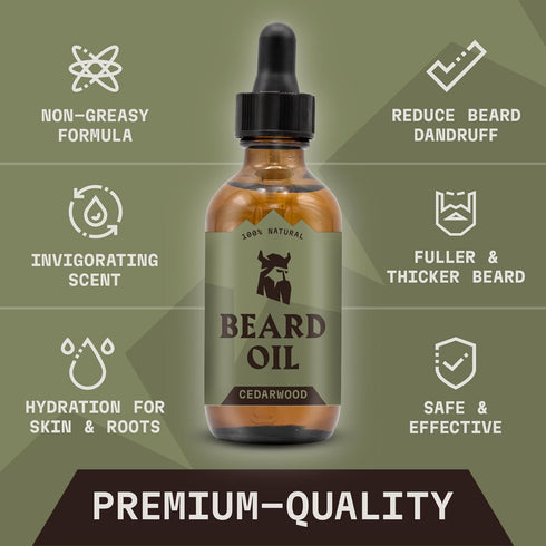 Striking Viking Beard Oil for Men - 2 Fl Oz, Cedarwood Scent, Naturally Derived Conditioner for Beard
