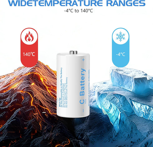 winbasic LR14 4100mWh 1.5V (6 Pack, C Batteries C Size Rechargeable Lithium Batteries, USB-C Charging for Toys