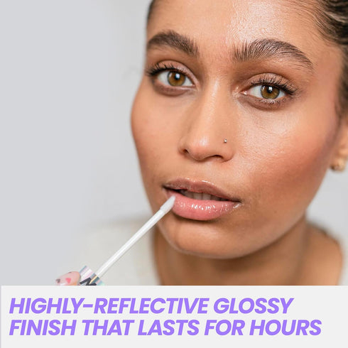Wonderskin Lip Gloss Blading Top Gloss, Clear Glitter Lip Gloss, Hydrating and High Shine Finish Lip Makeup (Clear