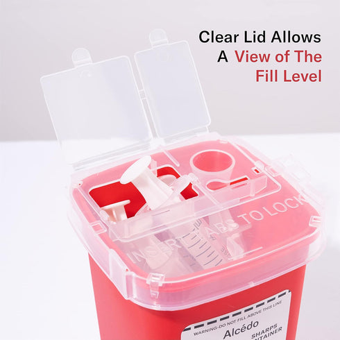 Alcedo Sharps Container for Home Use, 1 Quart (5-Pack) Biohazard Needle Disposal Portable Container