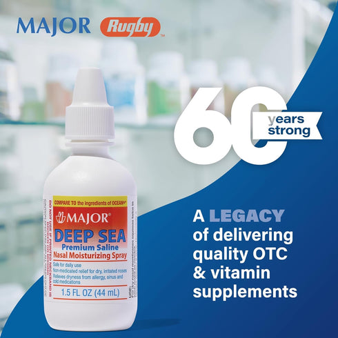 MAJOR Deep Sea Premium Saline Nasal Spray, 1.5 Fl. Oz, 3 Pack for Dryness and Irritation Relief