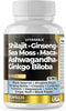 Pure Himalayan Shilajit Supplement 10,000mg with Ashwagandha, Sea Moss & Rhodiola Rosea - 60 Count, Made in USA
