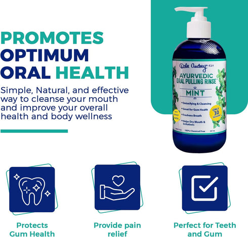 Ayurvedic Nano Hydroxyapatite Oil Pulling Mouthwash for Teeth and Gum | Organic Cinnamon Mint Flavor | 8 oz Teeth