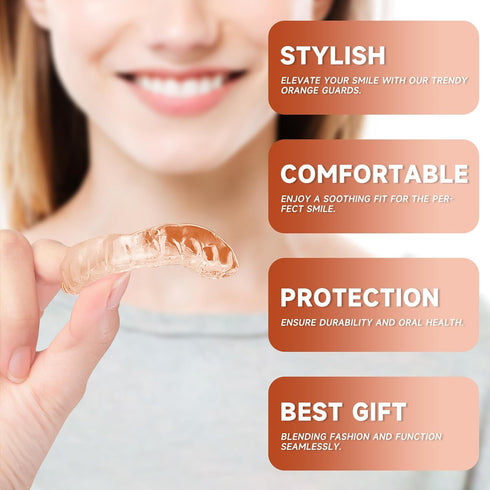 4 Pack Orange Kids Mouth Guard for Teeth Grinding, Comfortable Night Guard, Moldable Child Bite Guard for Clenching