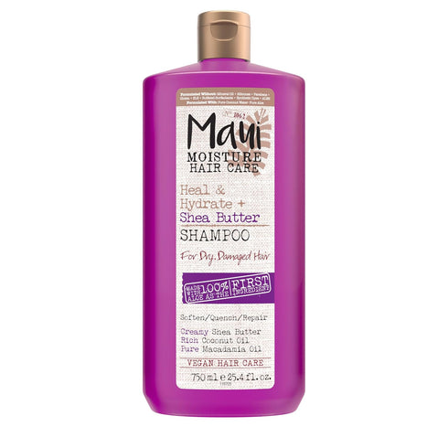 Maui Moisture Heal & Hydrate + Shea Butter Shampoo, 25.4 fl. oz, Revives Dry, Damaged Curls with Coconut Oil