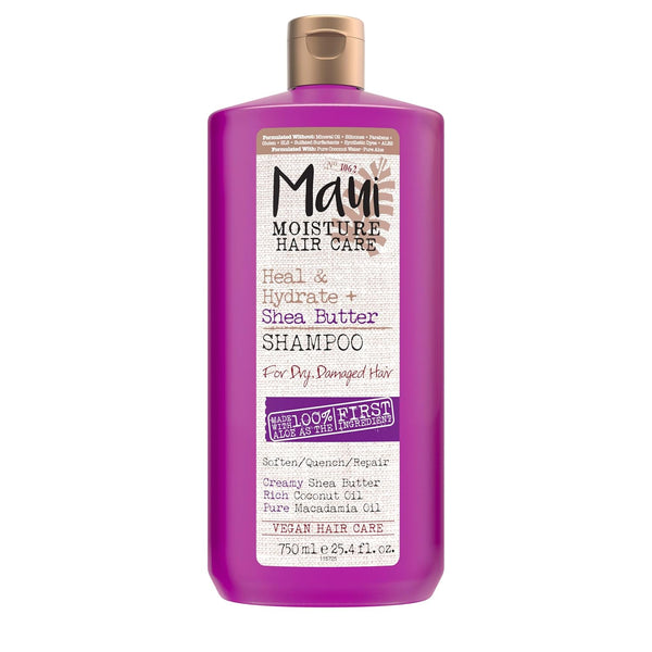 Maui Moisture Heal & Hydrate + Shea Butter Shampoo, 25.4 fl. oz, Revives Dry, Damaged Curls with Coconut Oil