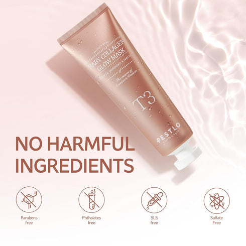 PESTLO Baby Collagen Glow Mask, Korean Peel Off Mask with Vegan Collagen for Elasticity and Firmness