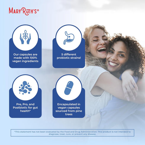 MaryRuth's 3-in-1 Probiotics for Complete Gut Health Supplement for Women & Men, 50 Billion CFU, 30 Count