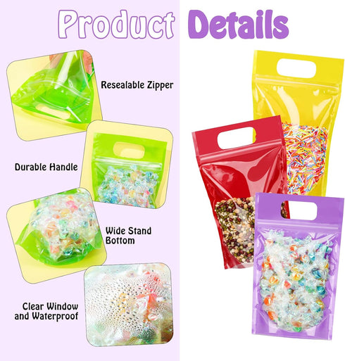 Sinload 120 (Clear,4.7 7.9 Inch) Pcs Plastic Gift Bag Bulk Resealable Party Goodie Bag with Clear Window Color Favor