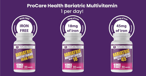 ProCare Health Once Daily Bariatric Multivitamin, 90 Count, 45mg Iron, Capsule