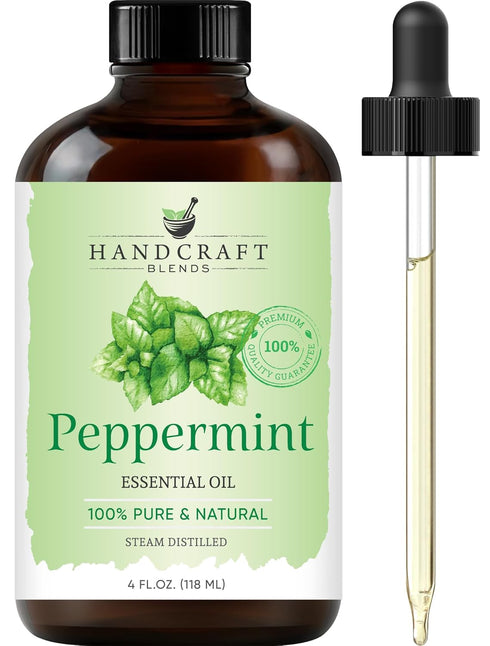 Set 4 Oz, 100% Handcraft Blends Peppermint, Eucalyptus, Lavender Essential Oil - Fl. Pure and Natural, Therapeutic