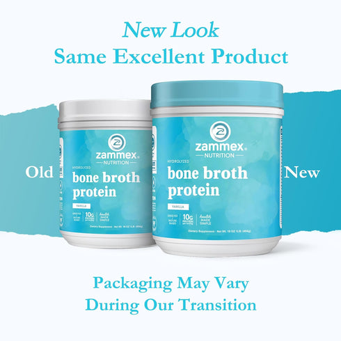Zammex Bone Broth Protein Powder, Pure Grass Fed Beef, Vanilla Protein Powder,Hydrolyzed Collagen Supplement