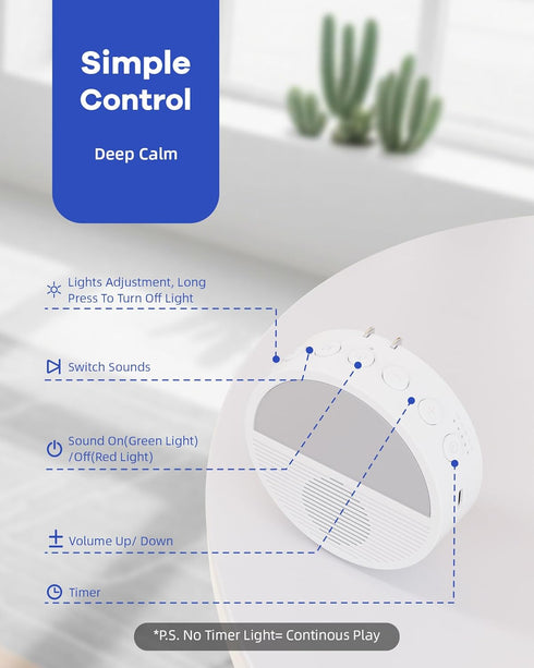 Sunset 28 Wall Plug in White Noise Sound Machine for Office Privacy, Inspiration Baby Sound Machine for Night Feeding