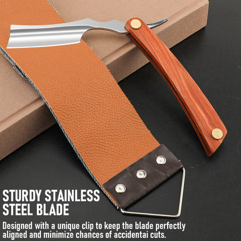 Professional Straight Razor with Strope - Premium Stainless Steel Barber Shaver Razor for Men’s Grooming (NO.150)