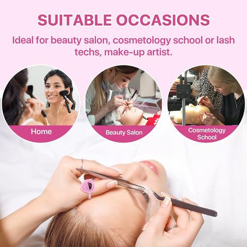 Pretty Memory Glue Rings for Eyelash Extensions, 100PCS Blooming Lash Glue Holder, Pink Volume Fanning Cup