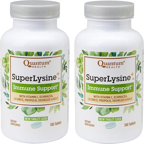 Quantum Health SuperLysine+ Advanced Formula - Immune Support Supplement, 1500 mg Lysine, 180 Tablets (Pack of 2)