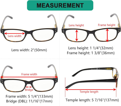 Eyekepper Classic Reading Glasses for Men - 5 Pack, Spring Hinges Readers