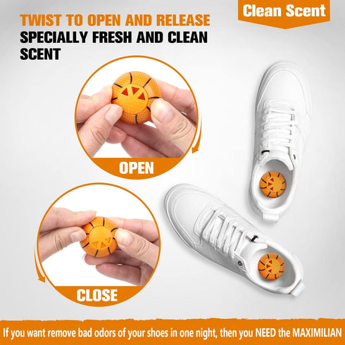 MAXIMILIAN Professional Shoe Deodorizer Balls, Odor-Fighting Freshener for Sneakers, Wardrobe, Bags