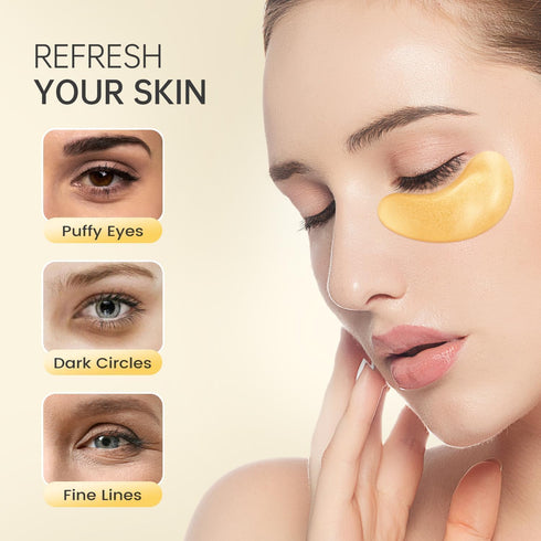 30 Pairs 24K Gold Under Eye Patches, Face Masks for Dark Circles and Puffy Eye Bags, Collagen Skincare
