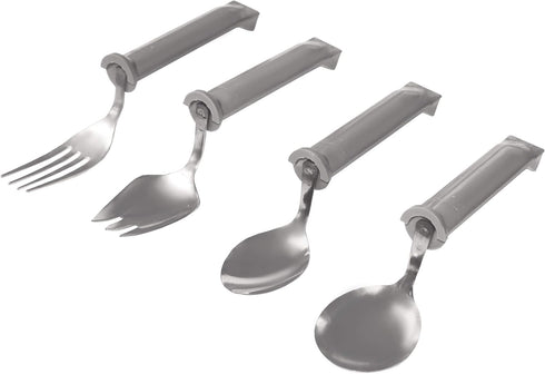 Rehabilitation Advantage Swivel Utensil Set, 4-Piece Adaptive Cutlery with Rotating Handles for