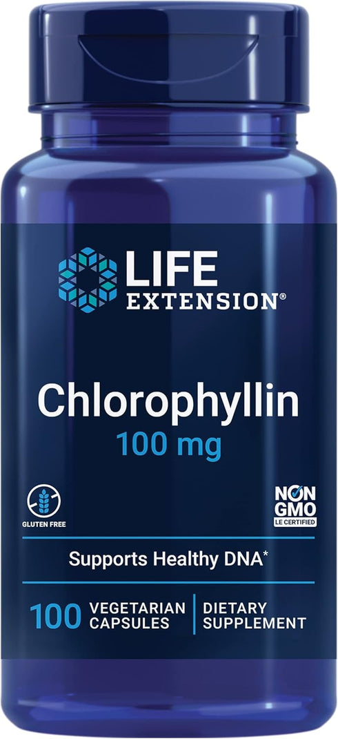 Life Extension Chlorophyllin 100mg – Powerful Antioxidant Supplement Pill for DNA, Liver Health, Detox – 100 Capsules