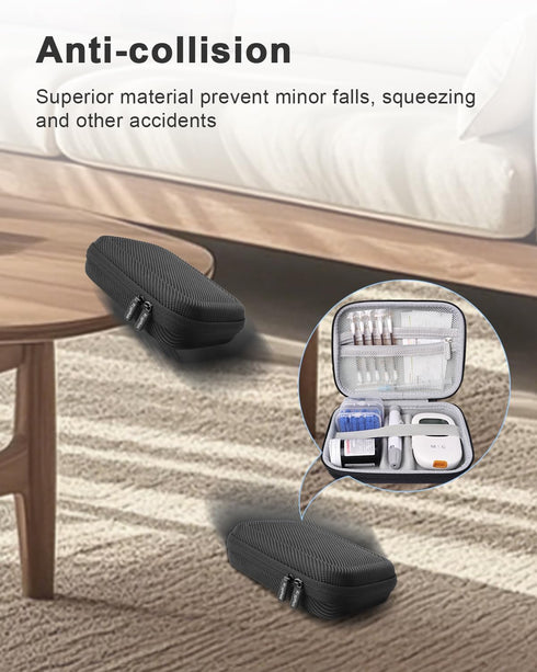 Krypthos Diabetic Supplies Travel Case, Carrying Case for Diabetes Blood Glucose Meter, Portable Diabetes Testing Kit
