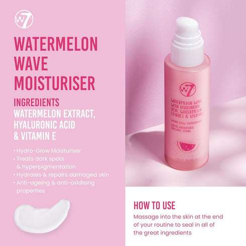 W7 Skin Refresh Essential Skin Care Set - 4 Step Daily Routine: Moisturizer, Cleansing Gel, Toner, Serum for Natural