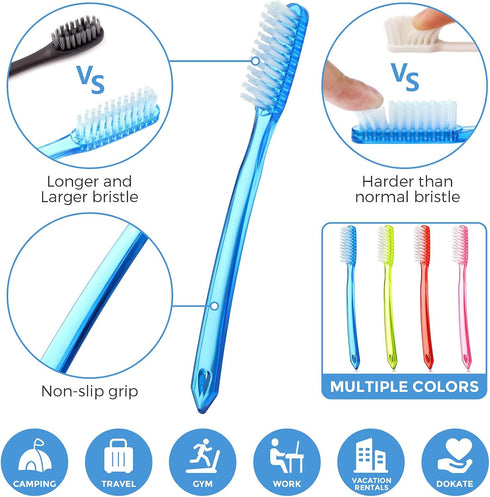 Zopeal Extra Hard Firm Toothbrush for Adults, Bulk 8 Pieces, Huge Head Bristle Full Head Manual Cleaning