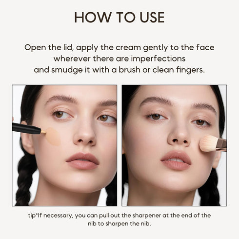 KISSIO Concealer Pencil - Under Eye Concealer, Cover Acne and Freckles, Waterproof Long-lasting Makeup Pencil with