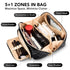 stona Travel Makeup Bag for Women, Large Capacity Waterproof Checkered Cosmetic Organizer with Divider and Handle, Black