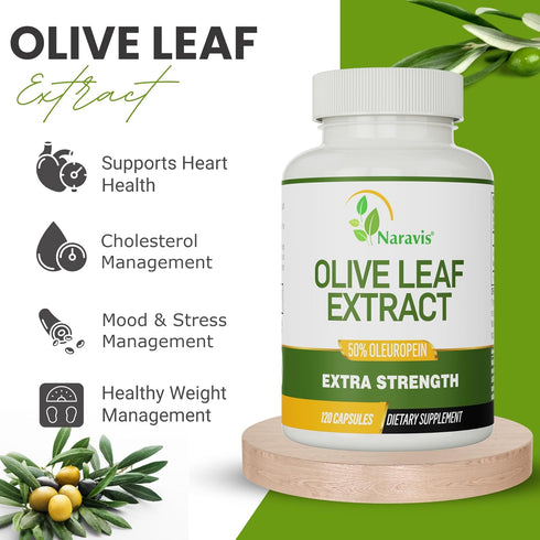 Olive Leaf Extract, 4-Month Supply, 50% Oleuropein Highest Concentration