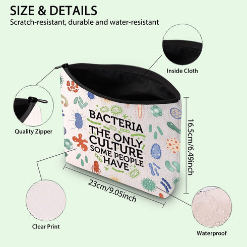FOTAP Biology Teacher Gift Microbiogist Survival Kit Med School Gift Germaphobe Gift Biology Science Makeup Bag Graduation Gift (Bacteria)