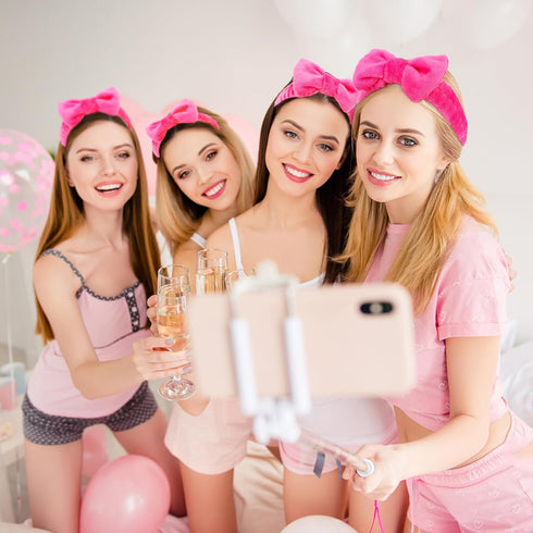 WHAVEL 9 Pack Hot Pink Spa Headband - Soft Fluffy Headband for Washing Face and Makeup