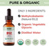 Organic Vitamin B12 Sublingual Drops, Extra Strength 5000 mcg Methylcobalamin, No Additives, Vegan Liquid B12 – Supports Energy Production, Nervous System Health, 2 fl oz Made in USA