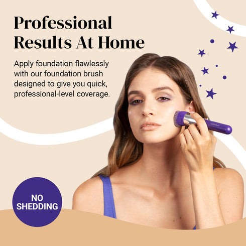 Keshima Neon Purple Large Flat Top Kabuki Foundation Brush - Premium Makeup Brush for Liquid, Cream, Powder, 1.6" Top