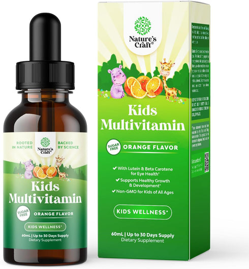 Liquid Multivitamin for Kids, High Absorption | Yummy Toddler Supplement with Vitamins A, C, D3, E, and B6