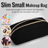 Nylon Small Makeup Bag, Slim Pouch for Preppy Cute Makeup Brush, Black Zipper Pouch for Travel Toiletry Bag