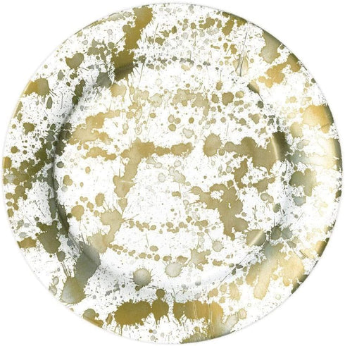 Caspari Splatterware Paper Dinner Plates in Gold - Pack of 8