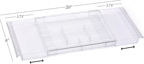 Masirs Expandable Drawer Organizer, Customizable Makeup Vanity Storage Tray for Bathroom, Bedroom & Desk Drawers