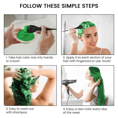 UrbanX Washable Hair Coloring Wax - Unisex Color Dye Styling Cream, Temporary Pomade for Party Cosplay (Green)