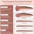 Pink Travel Makeup Brush Set with Mirror, 5 Pcs Mini Complete Cosmetic Brushes Kit (4.2 inch * 3.0 inch)