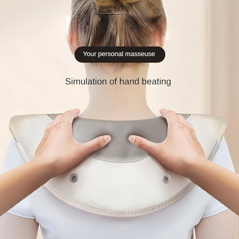 THOUGHTOSIS 15-Minute Electric Back Massager Shawl with Heat, Strong Percussive Tapping Therapy(not kneading), Auto